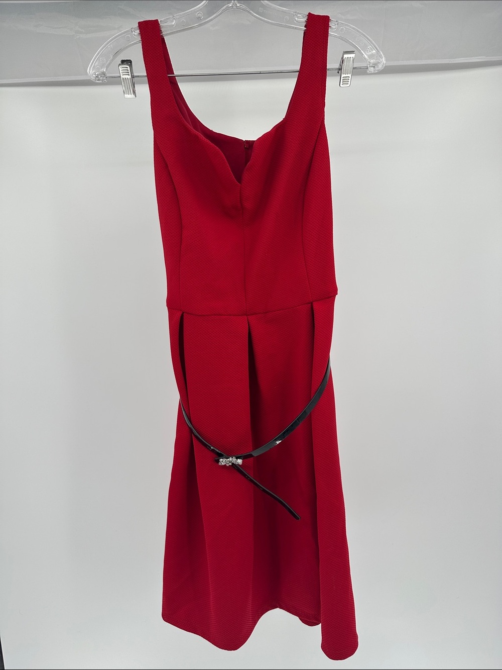 Covington Red Sleeveless Midi Fit-and-Flare Dress